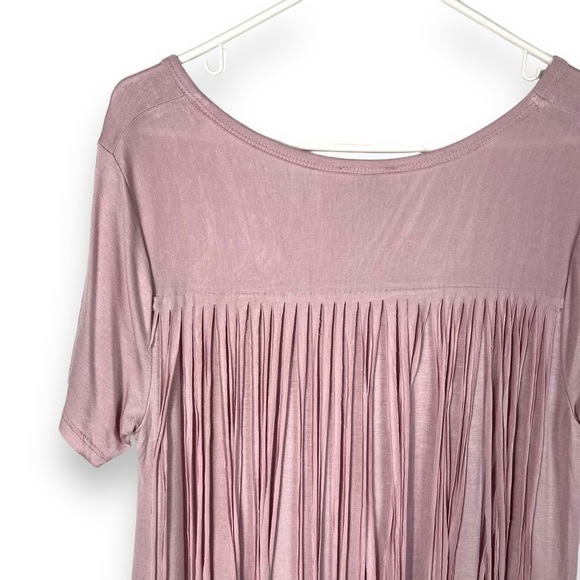 Hayden Los Angeles Fringe Back Detail Short Sleeve Tee,  Rose Pink, Size Small - Picture 8 of 10